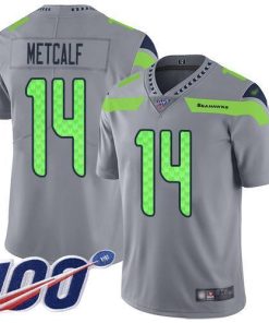 Nike Seahawks #14 D.K. Metcalf Gray Stitched NFL Limited Inverted Legend 100th Season Jersey