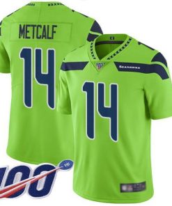 Nike Seahawks #14 D.K. Metcalf Green Stitched NFL Limited Rush 100th Season Jersey