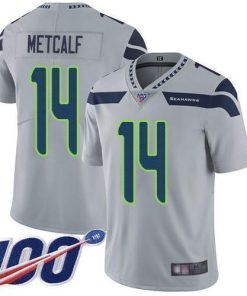 Nike Seahawks #14 D.K. Metcalf Grey Alternate Stitched NFL 100th Season Vapor Limited Jersey