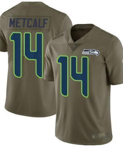 Nike Seahawks #14 D.K. Metcalf Olive Stitched NFL Limited 2017 Salute To Service Jersey