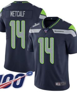 Nike Seahawks #14 D.K. Metcalf Steel Blue Team Color Stitched NFL 100th Season Vapor Limited Jersey