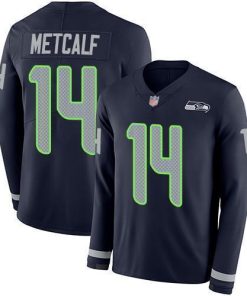 Nike Seahawks #14 D.K. Metcalf Steel Blue Team Color Stitched NFL Limited Therma Long Sleeve Jersey