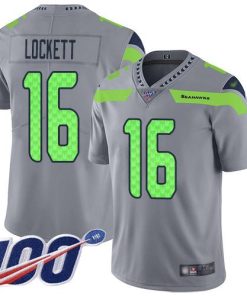 Nike Seahawks #16 Tyler Lockett Gray Stitched NFL Limited Inverted Legend 100th Season Jersey