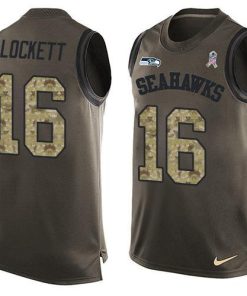 Nike Seahawks #16 Tyler Lockett Green Stitched NFL Limited Salute To Service Tank Top Jersey