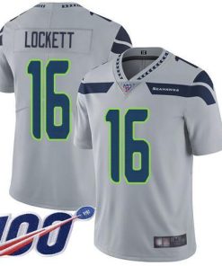Nike Seahawks #16 Tyler Lockett Grey Alternate Stitched NFL 100th Season Vapor Limited Jersey