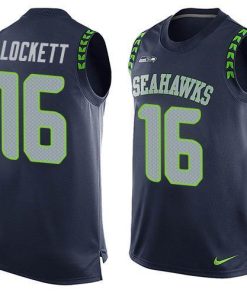 Nike Seahawks #16 Tyler Lockett Steel Blue Team Color Stitched NFL Limited Tank Top Jersey