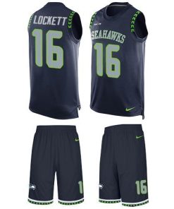 Nike Seahawks #16 Tyler Lockett Steel Blue Team Color Stitched NFL Limited Tank Top Suit Jersey
