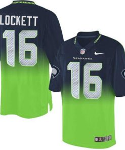Nike Seahawks #16 Tyler Lockett Steel Blue/Green Stitched NFL Elite Fadeaway Fashion Jersey