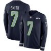 Nike Seahawks #7 Geno Smith Steel Blue Team Color Stitched NFL Limited Therma Long Sleeve Jersey