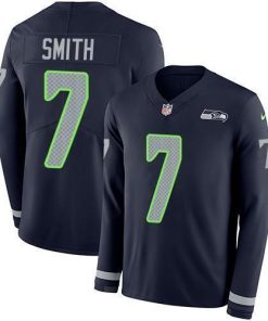 Nike Seahawks #7 Geno Smith Steel Blue Team Color Stitched NFL Limited Therma Long Sleeve Jersey