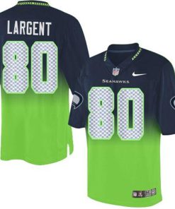 Nike Seahawks #80 Steve Largent Steel Blue/Green Stitched NFL Elite Fadeaway Fashion Jersey