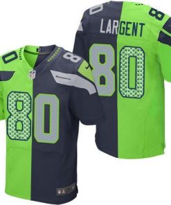 Nike Seahawks #80 Steve Largent Steel Blue/Green Stitched NFL Elite Split Jersey