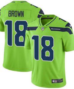 Nike Seattle Seahawks #18 Jaron Brown Green Stitched NFL Limited Rush Jersey