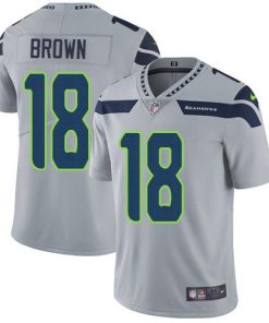 Nike Seattle Seahawks #18 Jaron Brown Grey Alternate Stitched NFL Vapor Untouchable Limited Jersey