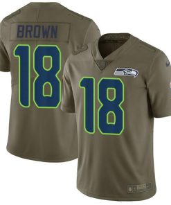 Nike Seattle Seahawks #18 Jaron Brown Olive Stitched NFL Limited 2017 Salute To Service Jersey