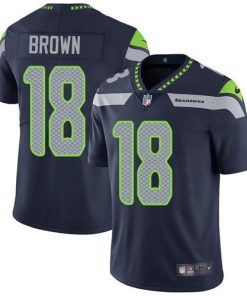 Nike Seattle Seahawks #18 Jaron Brown Steel Blue Team Color Stitched NFL Vapor Untouchable Limited Jersey