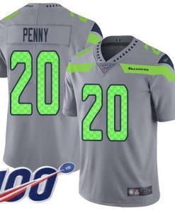 Nike Seattle Seahawks #20 Rashaad Penny Gray Stitched NFL Limited Inverted Legend 100th Season Jersey