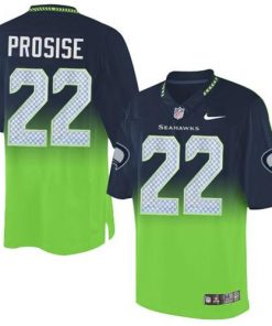 Nike Seattle Seahawks #22 C. J. Prosise Steel Blue/Green Stitched NFL Elite Fadeaway Fashion Jersey