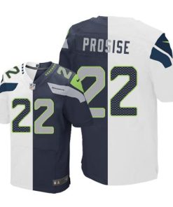 Nike Seattle Seahawks #22 C. J. Prosise White/Steel Blue Stitched NFL Elite Split Jersey