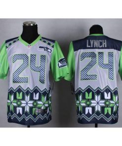 Nike Seattle Seahawks #24 Marshawn Lynch Grey Stitched NFL Elite Noble Fashion Jersey