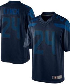 Nike Seattle Seahawks #24 Marshawn Lynch Steel Blue Stitched NFL Drenched Limited Jersey