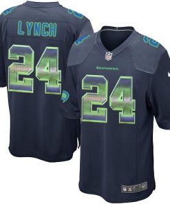 Nike Seattle Seahawks #24 Marshawn Lynch Steel Blue Team Color Stitched NFL Limited Strobe Jersey