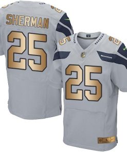 Nike Seattle Seahawks #25 Richard Sherman Grey Alternate Stitched NFL Elite Gold Jersey