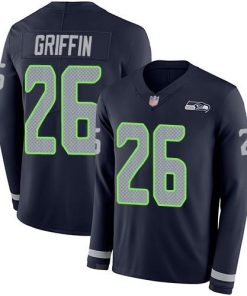 Nike Seattle Seahawks #26 Shaquem Griffin Steel Blue Team Color Stitched NFL Limited Therma Long Sleeve Jersey