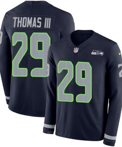 Nike Seattle Seahawks #29 Earl Thomas III Steel Blue Team Color Stitched NFL Limited Therma Long Sleeve Jersey