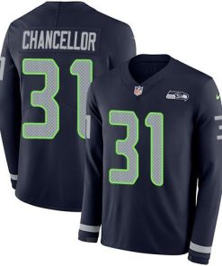 Nike Seattle Seahawks #31 Kam Chancellor Steel Blue Team Color Stitched NFL Limited Therma Long Sleeve Jersey