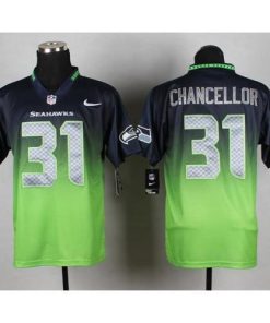 Nike Seattle Seahawks #31 Kam Chancellor Steel Blue/Green Stitched NFL Elite Fadeaway Fashion Jersey