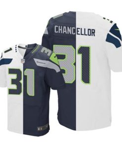 Nike Seattle Seahawks #31 Kam Chancellor White/Steel Blue Stitched NFL Elite Split Jersey
