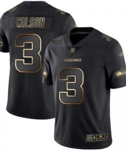 Nike Seattle Seahawks #3 Russell Wilson Black/Gold Stitched NFL Vapor Untouchable Limited Jersey