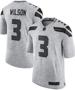 Nike Seattle Seahawks #3 Russell Wilson Gray Stitched NFL Limited Gridiron Gray II Jersey