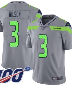 Nike Seattle Seahawks #3 Russell Wilson Gray Stitched NFL Limited Inverted Legend 100th Season Jersey