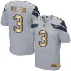 Nike Seattle Seahawks #3 Russell Wilson Grey Alternate Stitched NFL Elite Gold Jersey