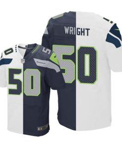 Nike Seattle Seahawks #50 K.J. Wright White/Steel Blue Stitched NFL Elite Split Jersey