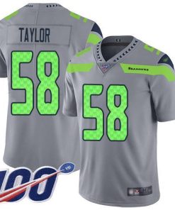 Nike Seattle Seahawks #58 Darrell Taylor Gray Stitched NFL Limited Inverted Legend 100th Season Jersey
