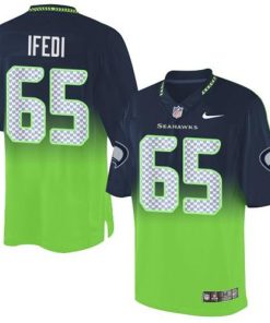 Nike Seattle Seahawks #65 Germain Ifedi Steel Blue/Green Stitched NFL Elite Fadeaway Fashion Jersey