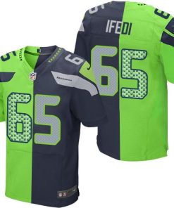 Nike Seattle Seahawks #65 Germain Ifedi Steel Blue/Green Stitched NFL Elite Split Jersey