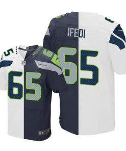 Nike Seattle Seahawks #65 Germain Ifedi White/Steel Blue Stitched NFL Elite Split Jersey
