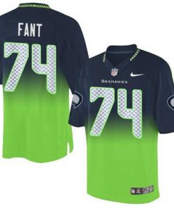 Nike Seattle Seahawks #74 George Fant Steel Blue/Green Stitched NFL Elite Fadeaway Fashion Jersey