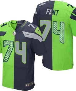 Nike Seattle Seahawks #74 George Fant Steel Blue/Green Stitched NFL Elite Split Jersey