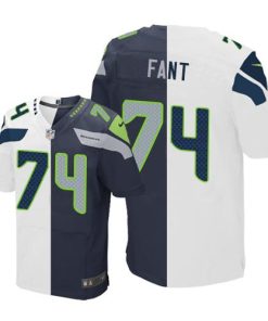 Nike Seattle Seahawks #74 George Fant White/Steel Blue Stitched NFL Elite Split Jersey
