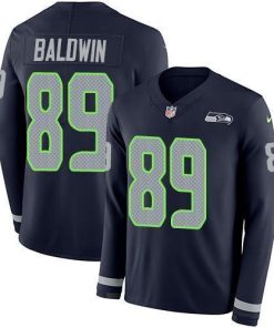 Nike Seattle Seahawks #89 Doug Baldwin Steel Blue Team Color Stitched NFL Limited Therma Long Sleeve Jersey