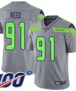 Nike Seattle Seahawks #91 Jarran Reed Gray Stitched NFL Limited Inverted Legend 100th Season Jersey
