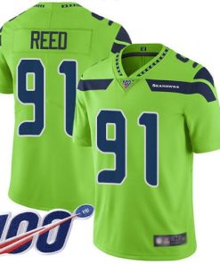 Nike Seattle Seahawks #91 Jarran Reed Green Stitched NFL Limited Rush 100th Season Jersey