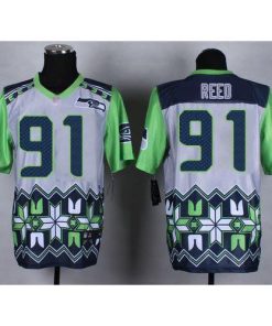 Nike Seattle Seahawks #91 Jarran Reed Grey Stitched NFL Elite Noble Fashion Jersey