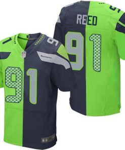 Nike Seattle Seahawks #91 Jarran Reed Steel Blue/Green Stitched NFL Elite Split Jersey