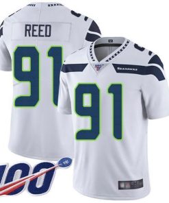 Nike Seattle Seahawks #91 Jarran Reed White Stitched NFL 100th Season Vapor Limited Jersey